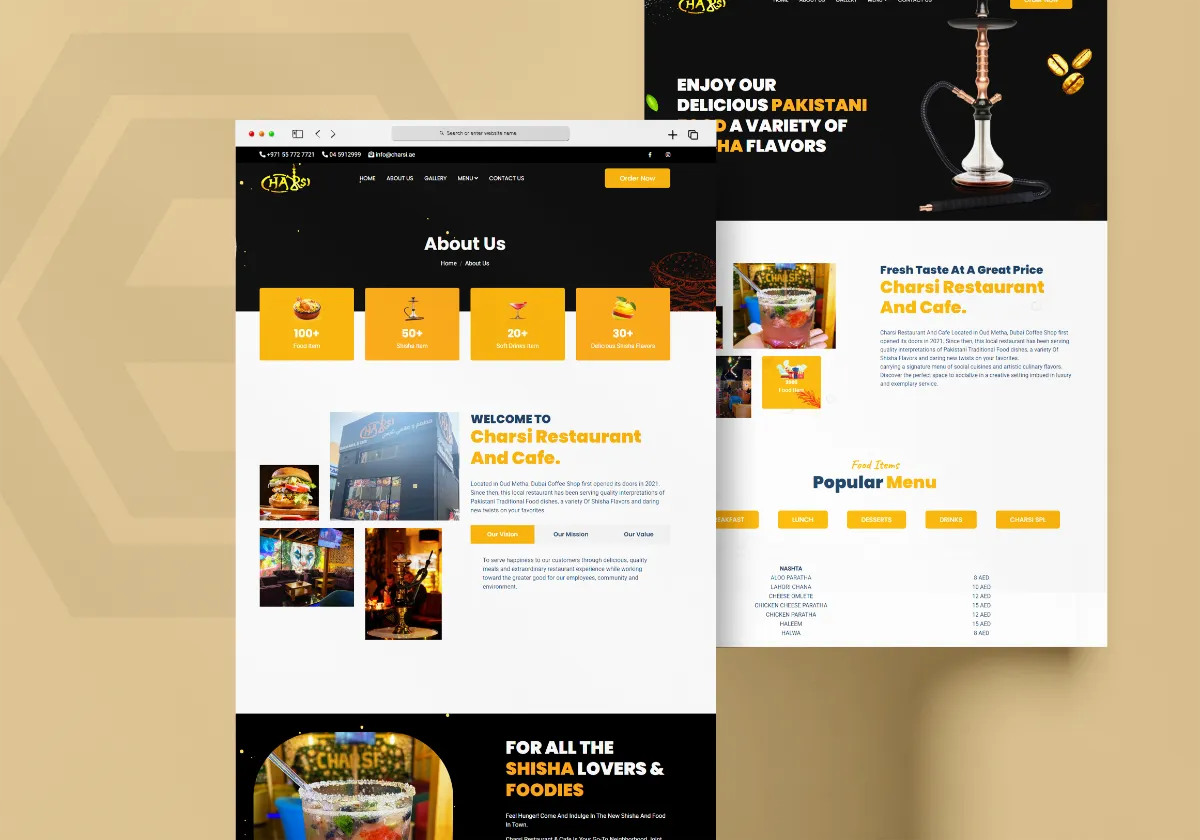 Charsi Restaurant Website Design