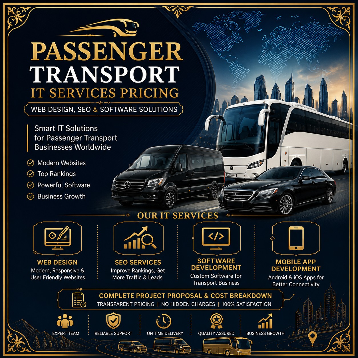 Passenger Transport IT Services – 4 Pricing Packages for Website, SEO & Software D